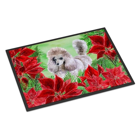 Carolines Treasures Poodle Poinsettas Indoor or Outdoor Mat, 24 x 36 in. CK1313JMAT